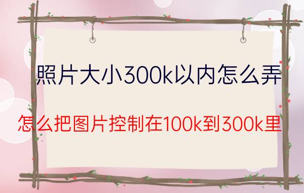 照片大小300k以内怎么弄 怎么把图片控制在100k到300k里？